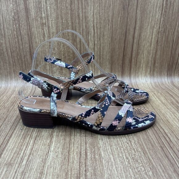 Madewell Lori Snake Embossed Leather Sandal Block Heel Women's Size 8.5 - Picture 3 of 8